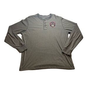 Old Navy Henley Athletic Department New York Gray Long Sleeve Button Neck XL